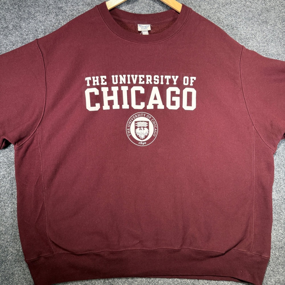 Champion Reverse Weave Sweatshirt Mens 2XL Red University of Chicago Vintage 90s